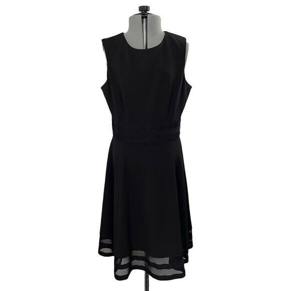 Calvin Klein Black Sleeveless Dress LBD Size 10 Summer Casual Fit and Flare - Picture 1 of 5